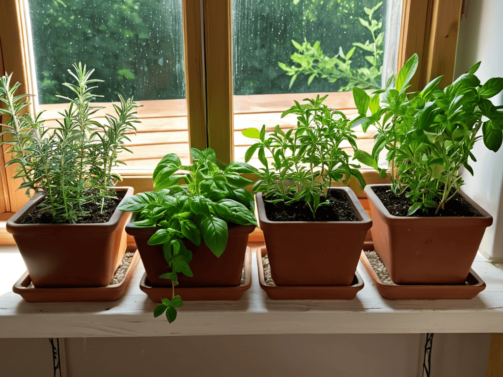 Growing Herbs Indoors in kitchen